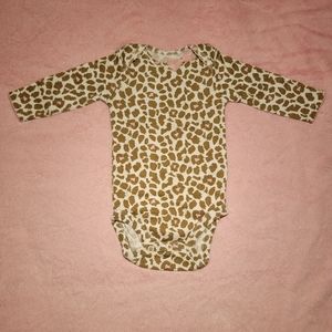 CARTER'S ♡ Precious Pink Tan 'n White Mesh Bow Leopard Print Bodysuit Onesie 6M